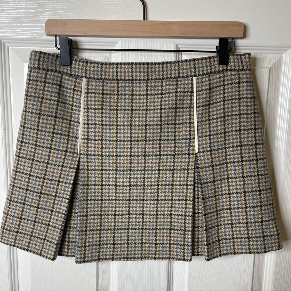 Women’s Y2K Juicy Couture Wool Mini Skirt Patterned Pleated Size M - Picture 1 of 8